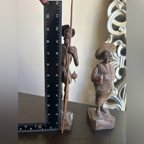 Vintage Hand Carved Carved Wood Figures Of Don Quixote & Sancho Man Of La Mancha - Picture 9 of 14